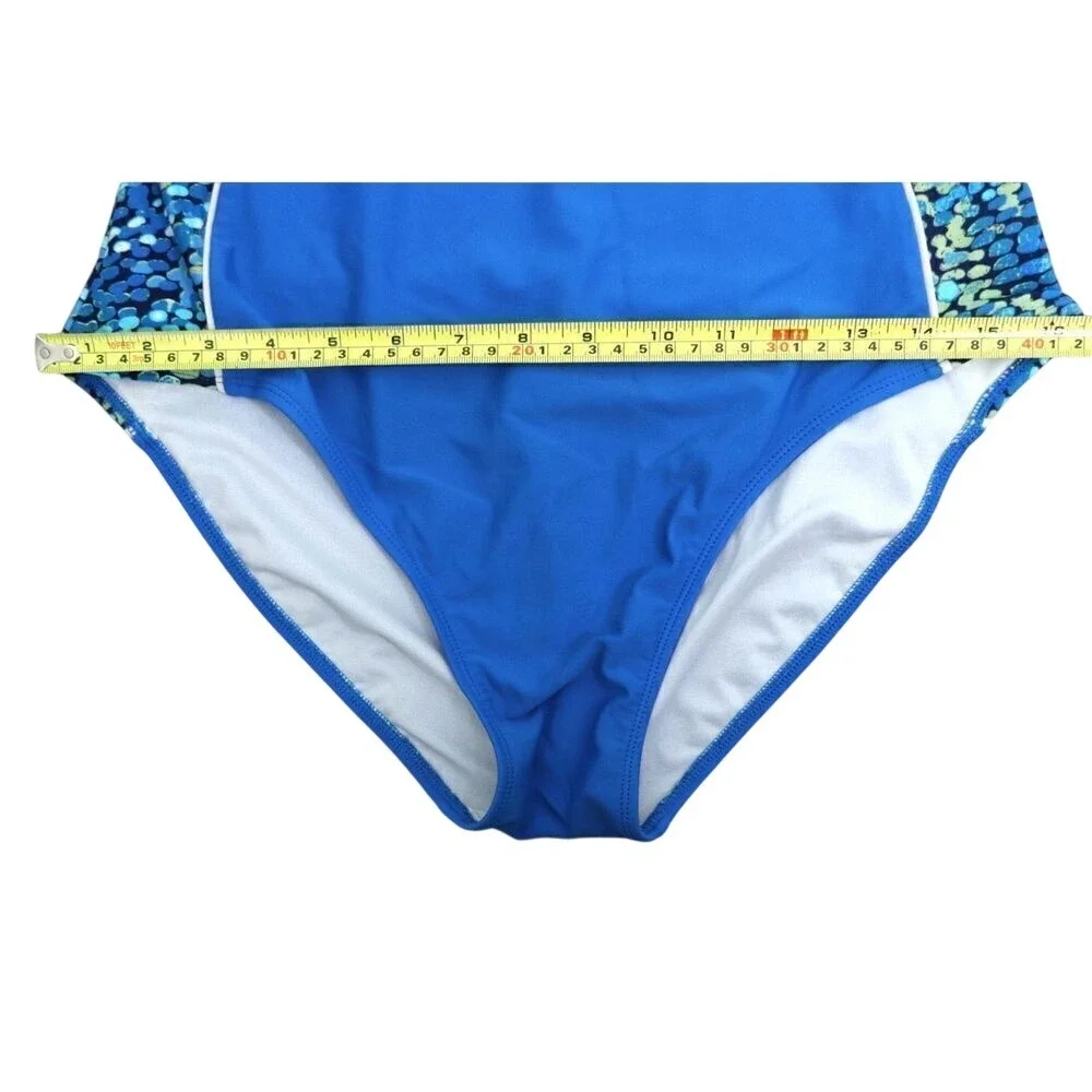 Catalina Side Band Racerback Blue 1pc Swimsuit Moderate Coverage MEDIUM Vacation